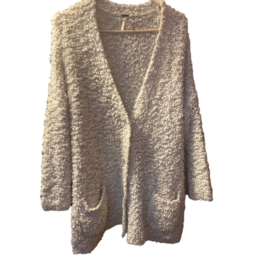 Free People Ivory Beige Popcorn Size Small Women's Cardigan Sweater